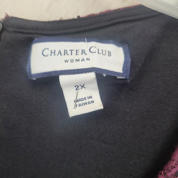 Charter Club Woman 2x Maroon Short Sleeve lace Knee Length Dress - Picture 3 of 6